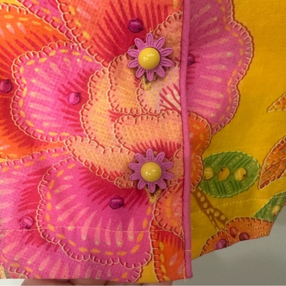 Farm Rio Macaw Bloom Matching Set Shirt Pants Yellow Pink Floral Animal Print - Picture 5 of 14